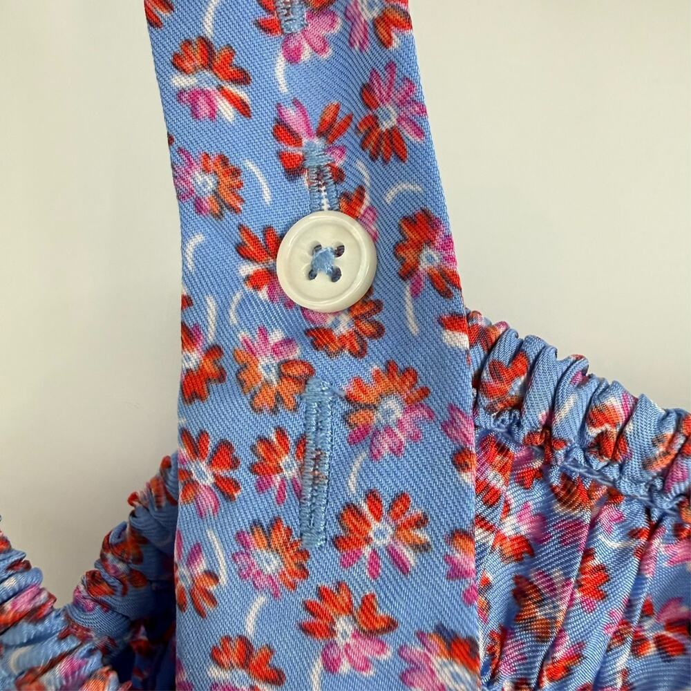NWT J. Crew Smocked Midi Dress Womens Medium Blue Floral Summer Fields CK736 - Picture 7 of 11